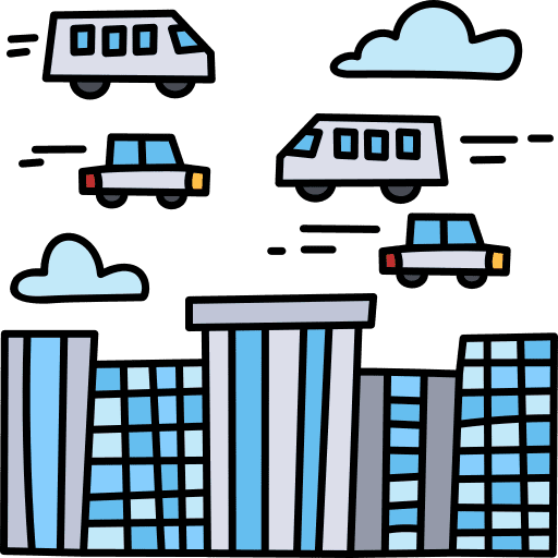 Flying car transportation technology vehicle icon