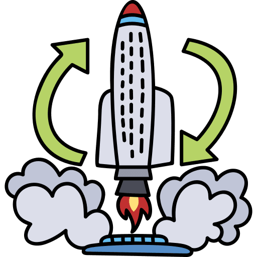 Reusable electronics space ship launch rocket ship icon
