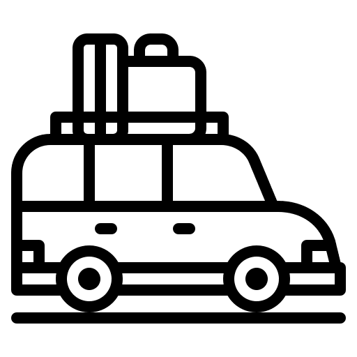 Car trip car backpack icon