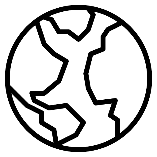 World map travel globe space icon