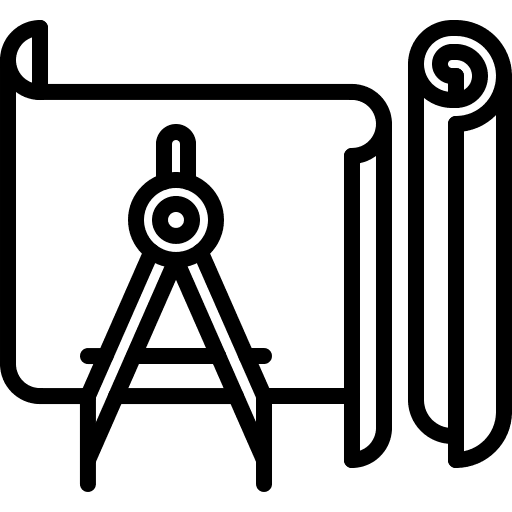 Architect paper drawing compass project icon