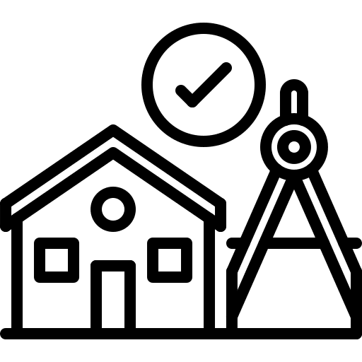Architect building drawing compass check icon