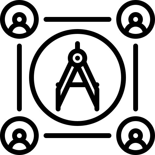 Architect drawing compass architecture and city team icon