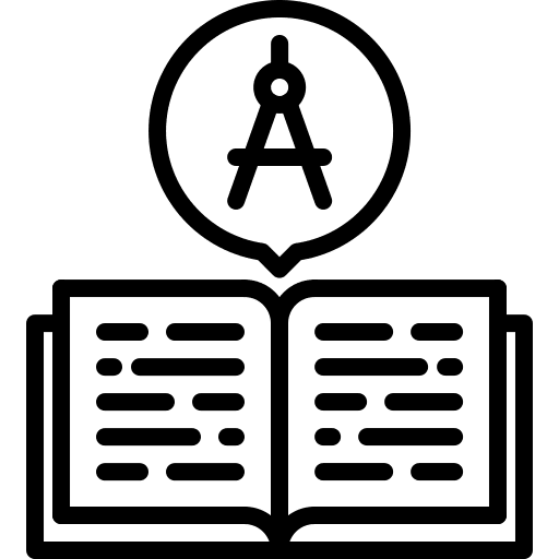 Architect drawing compass book architecture and city icon