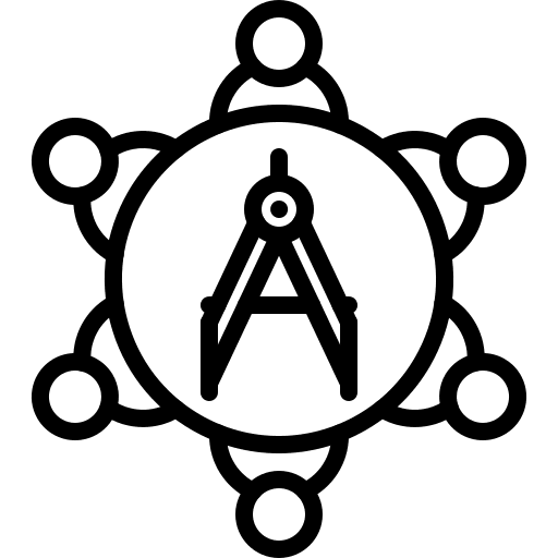 Architect people team drawing compass icon