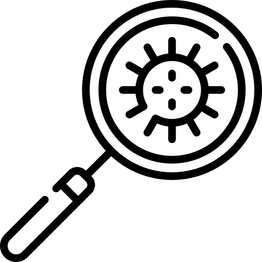 Virus scan magnifying glass healthcare and medical security icon