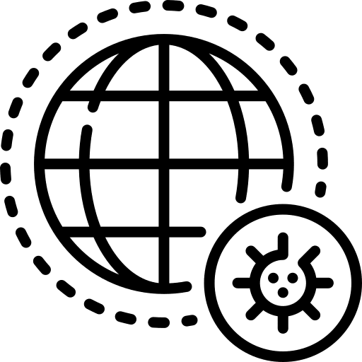 World healthcare and medical contagious illness covid 19 icon