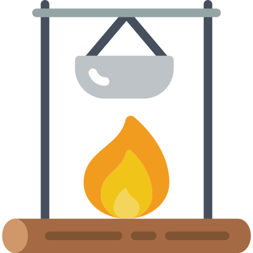 Cooking pot cooking fire flame icon