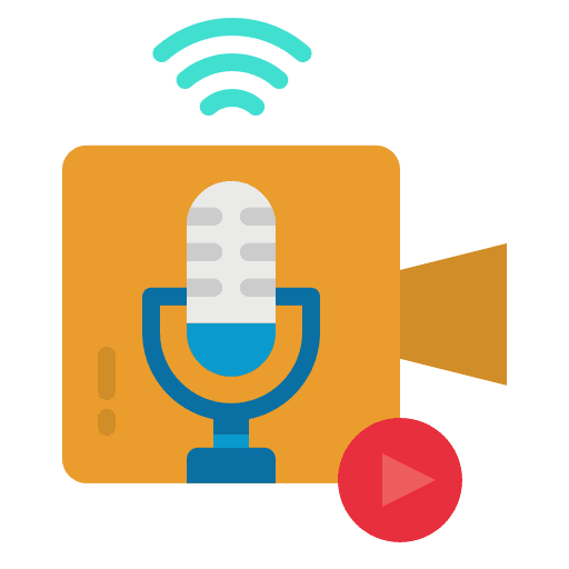 Live streaming wifi microphone camera icon
