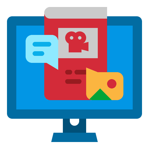 Online learning monitor chat elearning icon