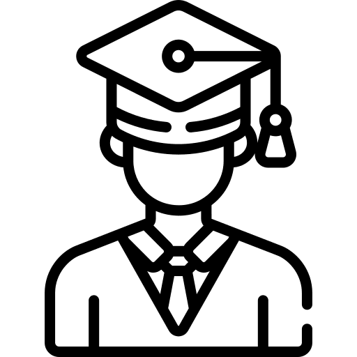 Graduate school man education icon