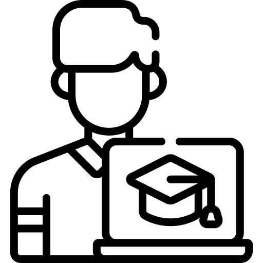 Student blended learning laptop computer icon