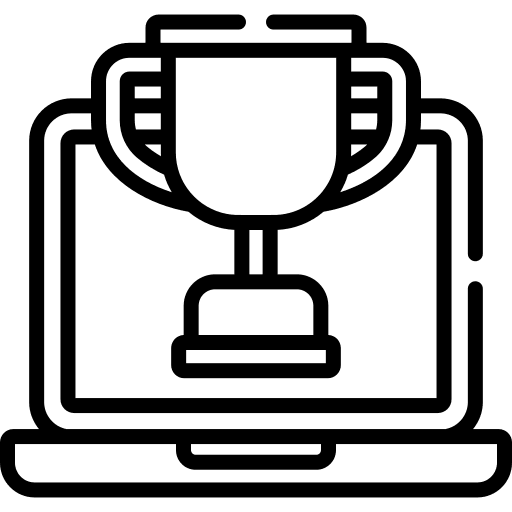 Trophy marketing laptop winner icon