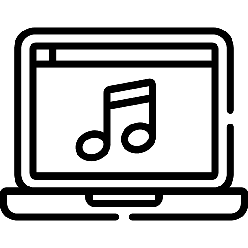 Music laptop multimedia option play button icon