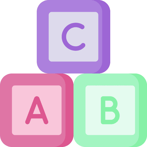Blocks kid and baby alphabet abc icon