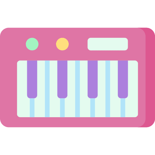 Synthesizer organ music and multimedia piano keyboard icon