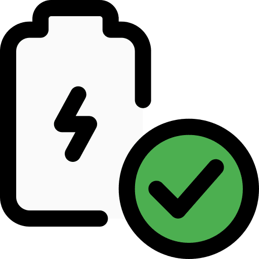 Verified battery status electronics power icon
