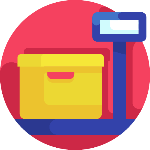 Platform scale product shipping and delivery icon