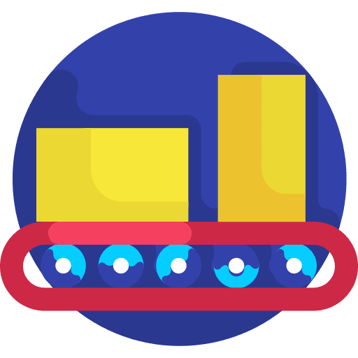 Conveyor belt shipping and delivery order package icon