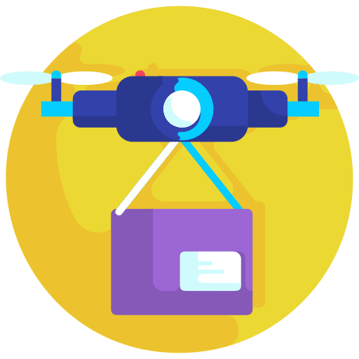 Drone package product shipping and delivery icon