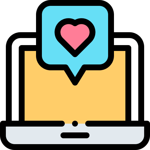 Message love heart laptop icon