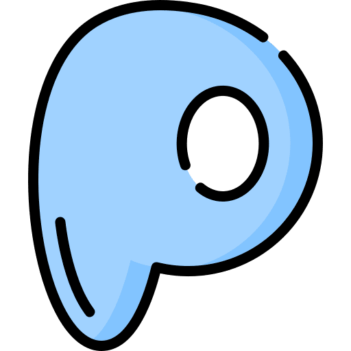 P abecedary alphabet shapes and symbols icon