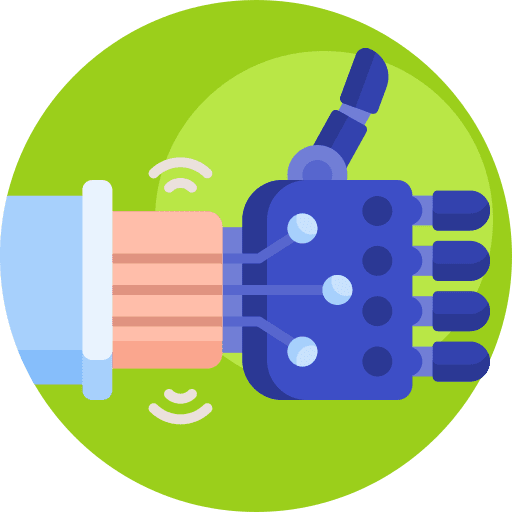 Biomechanics artificial engeneering robotic hand icon