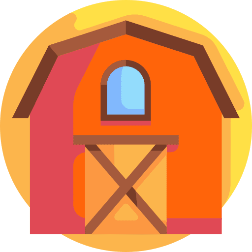 Barn architecture and city farm house building icon
