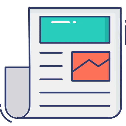 Newspaper analytics news feed business and finance icon