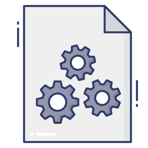 Paper gear implement files and folders icon