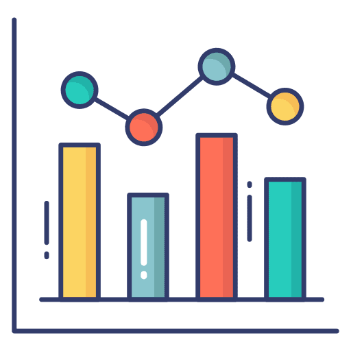 Graph business and finance graph analytics icon