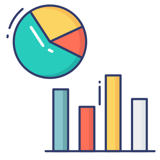 Analytics diagram line bars pie chart icon