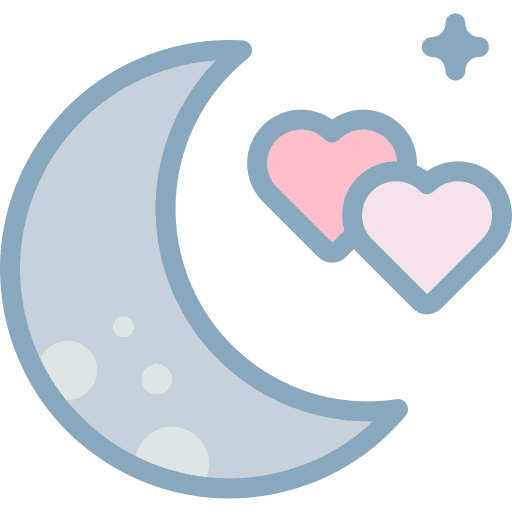 Honeymoon love heart half moon icon