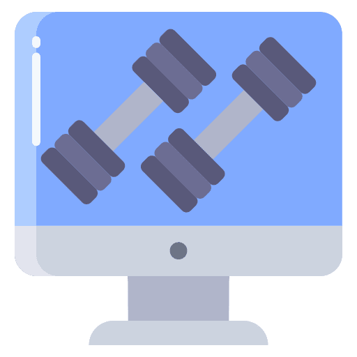Monitor advertisement screen dumbbell icon