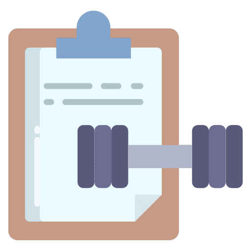 Notepad sports and competition gym dumbbell icon