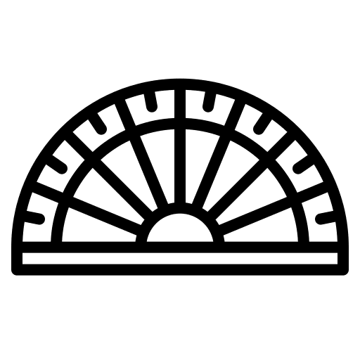 Protractor tools and utensils stationary half circle icon