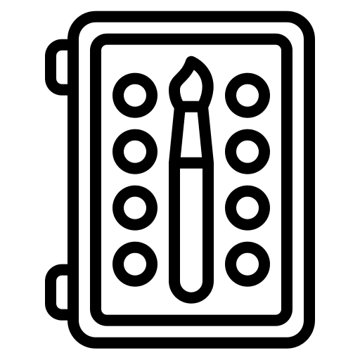 Watercolor painter stationery painting icon