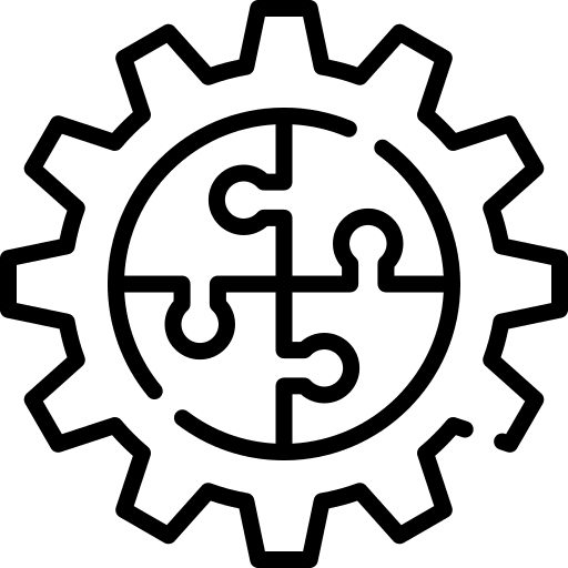 Puzzle business and finance cogwheel ideas icon