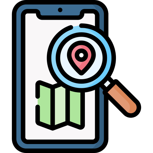 Location magnifying glass map placeholder icon