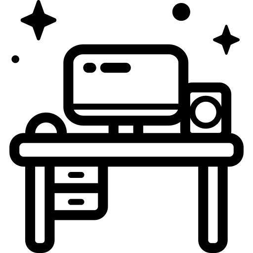 Desk furniture desk office supplies icon