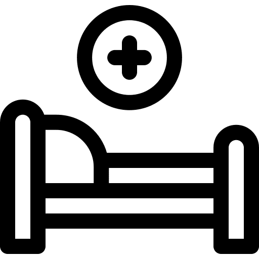 Hospital bed health clinic medical assistance stretcher icon