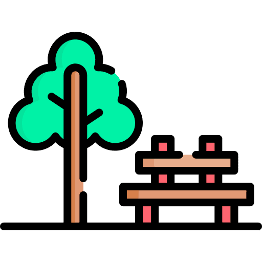 Park tree bench sitting icon