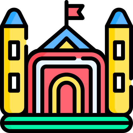 Inflatable castle bounce entertainment amusement park icon