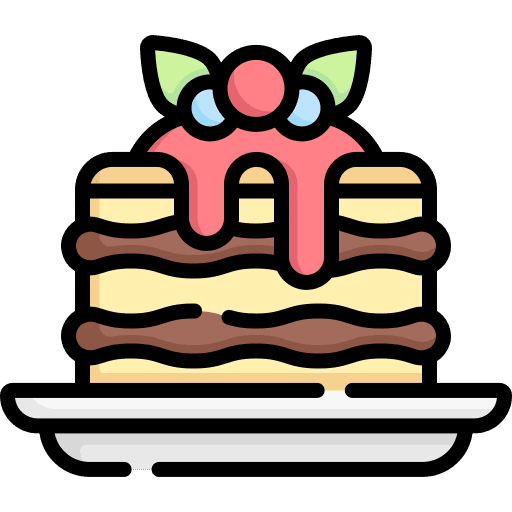 Pastry food and restaurant sweet cheesecake icon