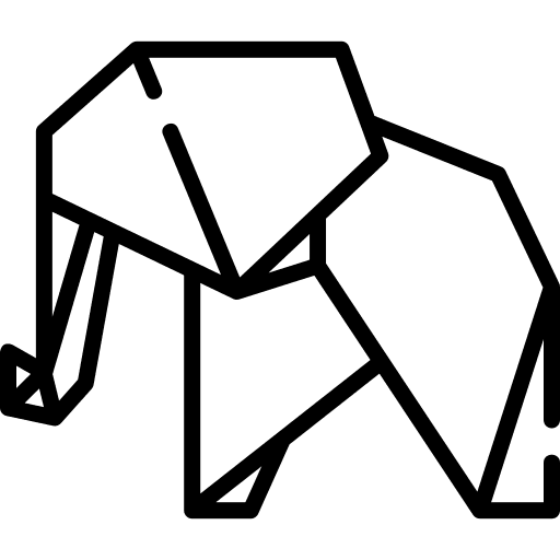 Elephant origami craft paper icon