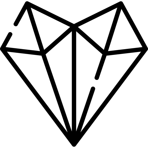 Heart folding art paper icon