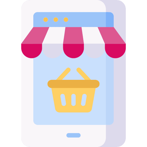 Marketplace store commerce and shopping mobile phone icon
