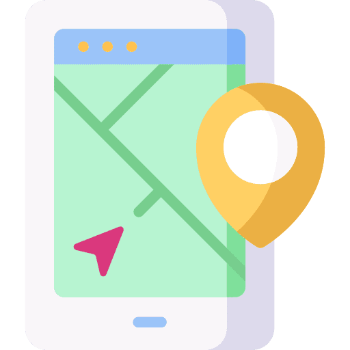 Map electronic maps and location mobile phone icon