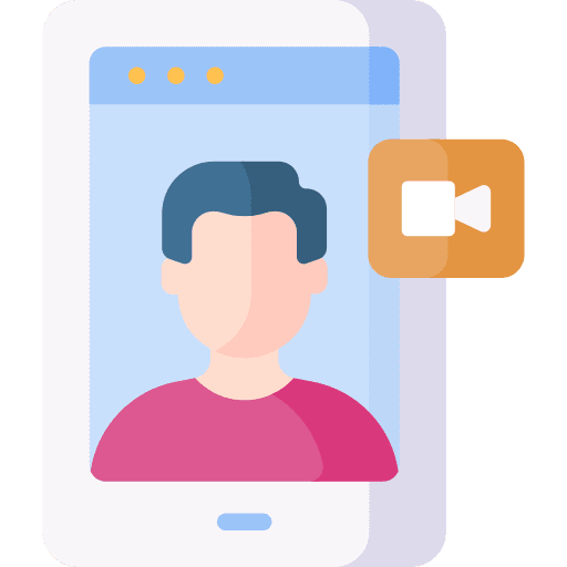 Video call caucasian electronics people icon