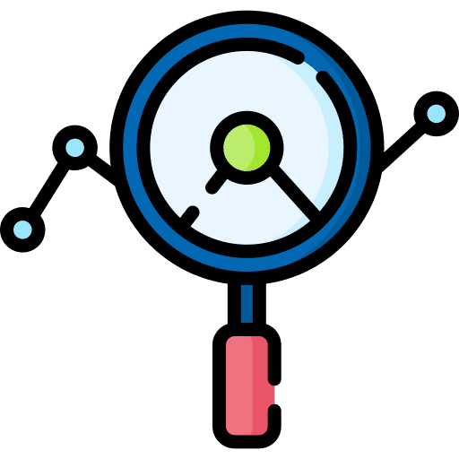 Analysis magnifying glass trend analysis icon